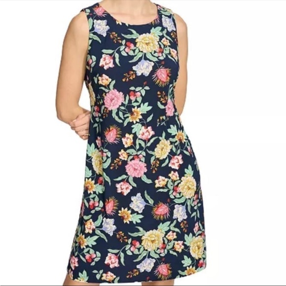 Tommy Hilfiger Dresses & Skirts - NWOT Tommy Hilfiger Pull-on Floral Print Round Neck Sheath Mini Dress Size 18